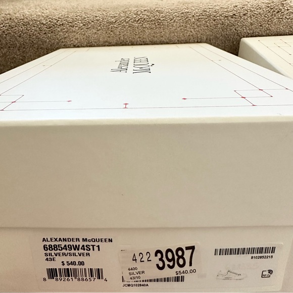 New! Alexander McQueen Men's Plimsoll Leather Sneakers Size EU 42, US 9 - Picture 6 of 10